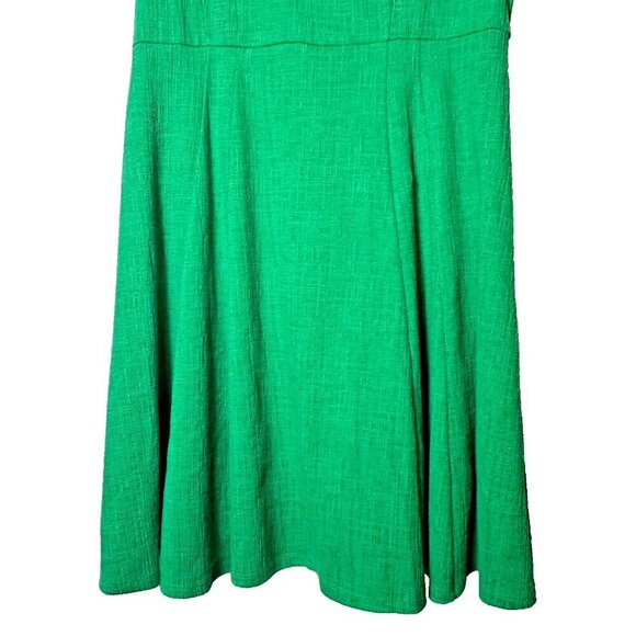 ANTHROPOLOGIE MAEVE GREEN FIT & FLARE NOVA TEXTURED DRESS SZ L NWT SHORT SLEEVE - Picture 4 of 11
